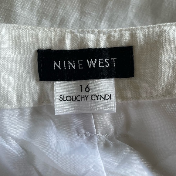 Nine West NWT Slouchy Cyndi white linen wide leg lagenlook trouser pant size 16 - Picture 13 of 16